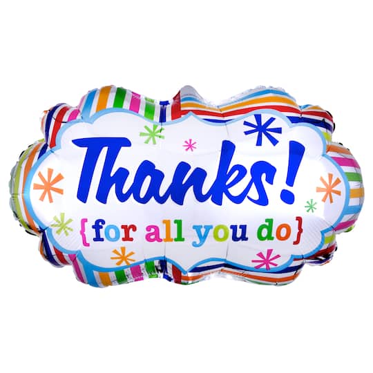 27&#x22; Thanks For All You Do Striped Mylar Balloon